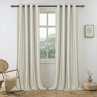 Linen Blackout Curtains Thermal Insulated Drapes for Bedroom & Living Room