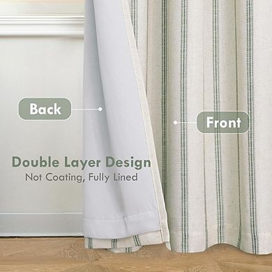 Linen Blackout Curtains Thermal Insulated Drapes for Bedroom & Living Room