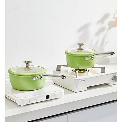 Nonstick Ceramic Saucepan with Lid Induction Compatible, Multipurpose