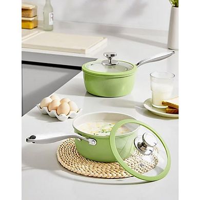 Nonstick Ceramic Saucepan with Lid Induction Compatible, Multipurpose
