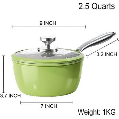 Nonstick Ceramic Saucepan with Lid Induction Compatible, Multipurpose