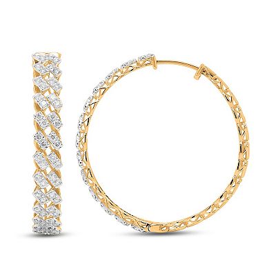 Heirloom Treasures Sterling Silver 3/4 Carat T.W. Lab-Grown Diamond Hoop Earrings