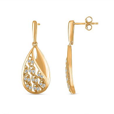 Heirloom Treasures Sterling Silver 1/3 Carat T.W. Lab-Grown Diamond Teardrop Earrings