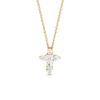 Heirloom Treasures Sterling Silver 1/10 Carat T.W. Lab-Grown Diamond Cross Pendant Necklace
