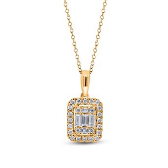 Heirloom Treasures Sterling Silver 1/4 Carat T.W. Lab-Grown Diamond Rectangle Pendant Necklace