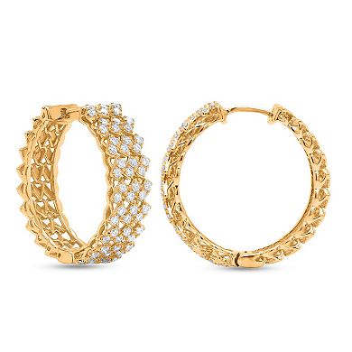 Heirloom Treasures Sterling Silver 1 Carat T.W. Lab-Grown Diamond Chunky Hoop Earrings