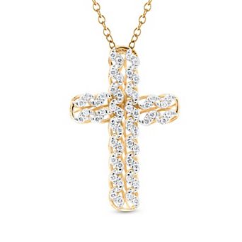Heirloom Treasures Sterling Silver 1/4 Carat T.W. Lab-Grown Diamond Cross Pendant Necklace
