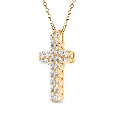 Heirloom Treasures Sterling Silver 1/4 Carat T.W. Lab-Grown Diamond Cross Pendant Necklace