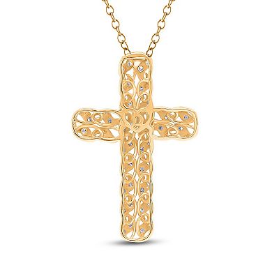 Heirloom Treasures Sterling Silver 1/4 Carat T.W. Lab-Grown Diamond Cross Pendant Necklace