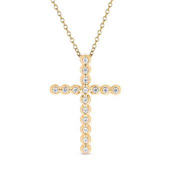 Heirloom Treasures Sterling Silver 1/6 Carat T.W. Lab-Grown Diamond Cross Pendant Necklace