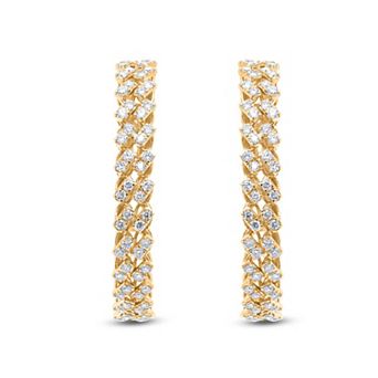 Heirloom Treasures Sterling Silver 1 Carat T.W. Lab-Grown Diamond Thin Hoop Earrings