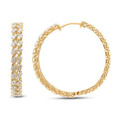 Heirloom Treasures Sterling Silver 1 Carat T.W. Lab-Grown Diamond Thin Hoop Earrings
