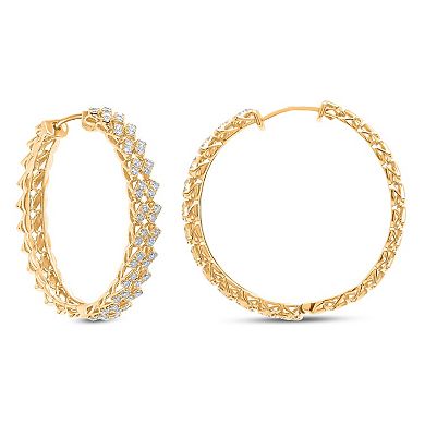 Heirloom Treasures Sterling Silver 1 Carat T.W. Lab-Grown Diamond Thin Hoop Earrings