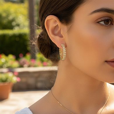 Heirloom Treasures Sterling Silver 1 Carat T.W. Lab-Grown Diamond Thin Hoop Earrings