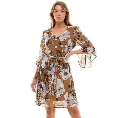 Women's Luxology Tie Waist Bell Sleeve Dress