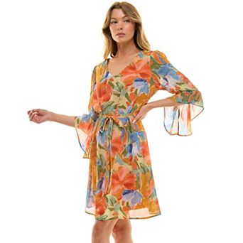 Women's Luxology Tie Waist Bell Sleeve Dress