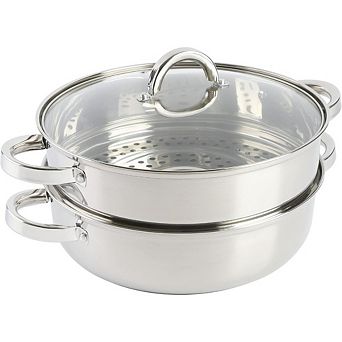 Great Ambitions 11" Stainless Steel Nonstick Fry Pan with Steamer & Lid