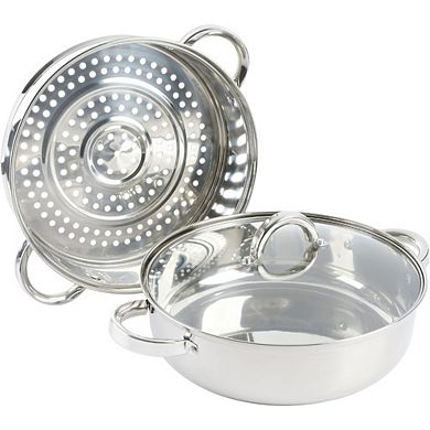 Great Ambitions 11" Stainless Steel Nonstick Fry Pan with Steamer & Lid