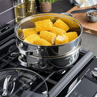 Great Ambitions 11" Stainless Steel Nonstick Fry Pan with Steamer & Lid