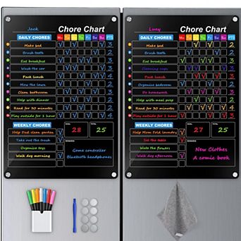 2-Pack Magnetic Chore Chart 12"x16" Dry Erase Board Daily Weekly To Do List
