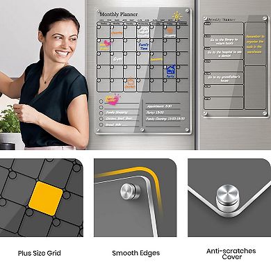 Magnetic Calendar Clear Dry Erase Board Fridge Monthly Planner Kitchen Menu To Do List 2 Pack