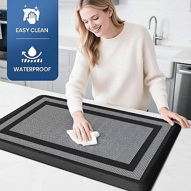 2 Pcs Kitchen Rugs Anti-fatigue Mats Waterproof Non-slip Standing Mat Set Office Sink Laundry