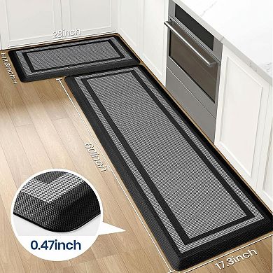 2 Pcs Kitchen Rugs Anti-fatigue Mats Waterproof Non-slip Standing Mat Set Office Sink Laundry