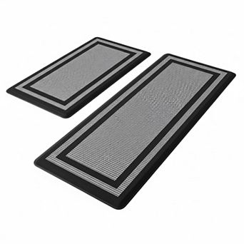 2 pc Kitchen Rugs Anti-fatigue Mats Waterproof Non-slip Standing Mat Set Office Sink Laundry