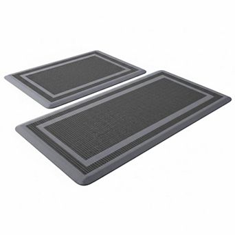 2 pc Kitchen Rugs Anti-fatigue Mats Waterproof Non-slip Standing Mat Set Office Sink Laundry
