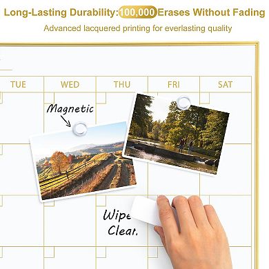 Whiteboard Calendar Cork Board 36"x24" Magnetic Dry Erase Monthly Wall Planner Frame Combo