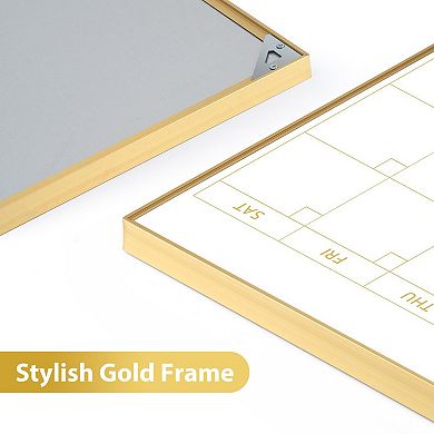 Whiteboard Calendar Cork Board 36"x24" Magnetic Dry Erase Monthly Wall Planner Frame Combo