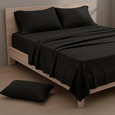 King Jersey Sheet Set 4-Piece Cotton Blend All Season Deep Pocket Soft Cozy Stretchy