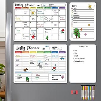 Magnetic Dry Erase Calendar Set Monthly Weekly Daily Planner Whiteboard