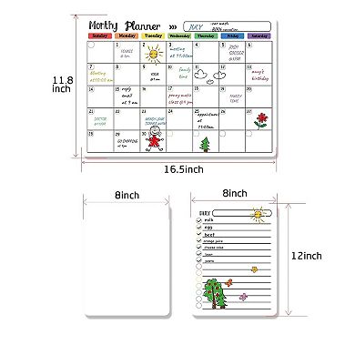 Magnetic Dry Erase Calendar Set Monthly Weekly Daily Planner Whiteboard