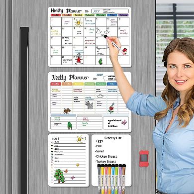 Magnetic Dry Erase Calendar Set Monthly Weekly Daily Planner Whiteboard