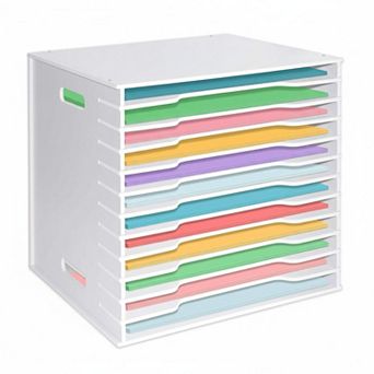 12x12 Scrapbook Paper Organizer 12 tier Adjustable Shelves Desktop Storage for Home Office
