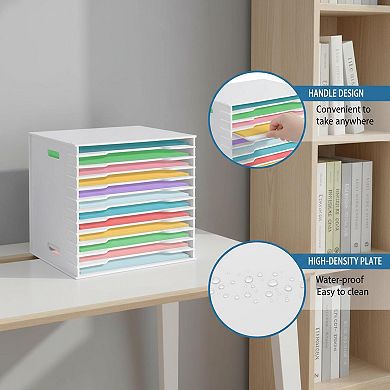 12x12 Scrapbook Paper Organizer 12 Tier Adjustable Shelves Desktop Storage for Home Office