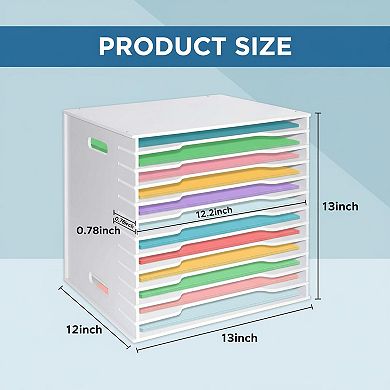 12x12 Scrapbook Paper Organizer 12 Tier Adjustable Shelves Desktop Storage for Home Office