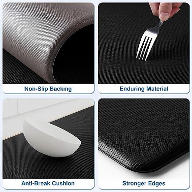 2pcs Anti Fatigue Kitchen Mats Non Slip Waterproof Stain Resistant Office Standing Desk Rug Set