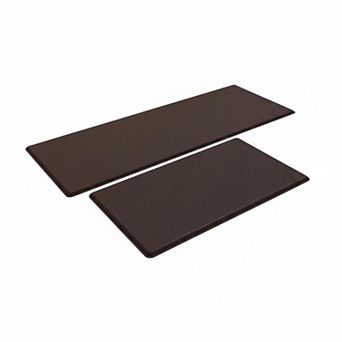2 pc Anti Fatigue Kitchen Mats Non Slip Waterproof Stain Resistant Office Standing Desk Rug Set