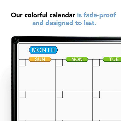 Magnetic Dry Erase Calendar Whiteboard 48x36 Inch Monthly Wall Mounted Black Aluminum Frame