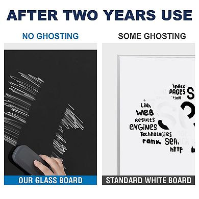 Glass Dry-erase Board 48 X 32 Inches Wall Mounted Black Magnetic Frameless Whiteboard