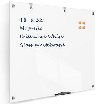 Glass Dry-erase Board 48 X 32 in Wall Mounted Black Magnetic Frameless Whiteboard
