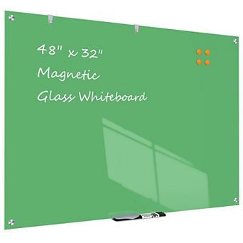 Glass Dry-erase Board 48 X 32 in Wall Mounted Black Magnetic Frameless Whiteboard