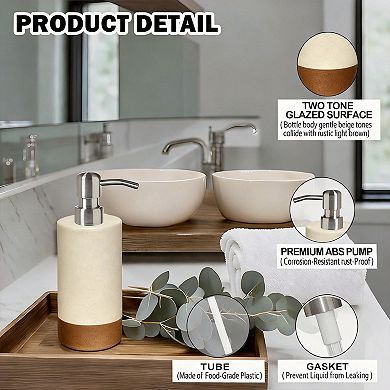 Beige Ceramic Bathroom Accessories Set 4 Rustic Modern Decor