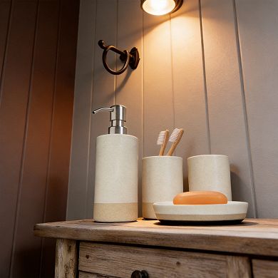 Beige Ceramic Bathroom Accessories Set 4 Rustic Modern Decor