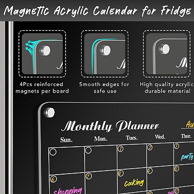 Magnetic Dry Erase Calendar Set for Refrigerator with 6 Markers