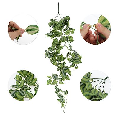 2 Pcs Plastic Green Leaves Artificial Hanging Plants for Indoor Outdoor Green 41.3"