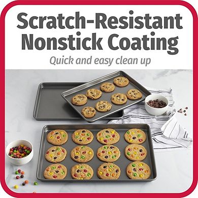 Nonstick Baking Sheet Set, 3-Pack Carbon Steel Cookie & Bakeware Pans
