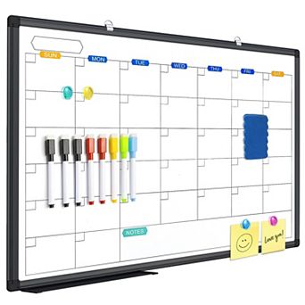 Magnetic Dry Erase Calendar Whiteboard 36"x24" Monthly Wall Hanging Aluminum Frame Tray